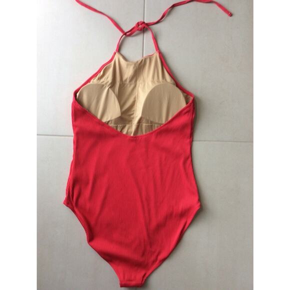 Old Navy One Piece Swimsuit Halter Ribbed Padded Swimwear - Picture 4 of 8